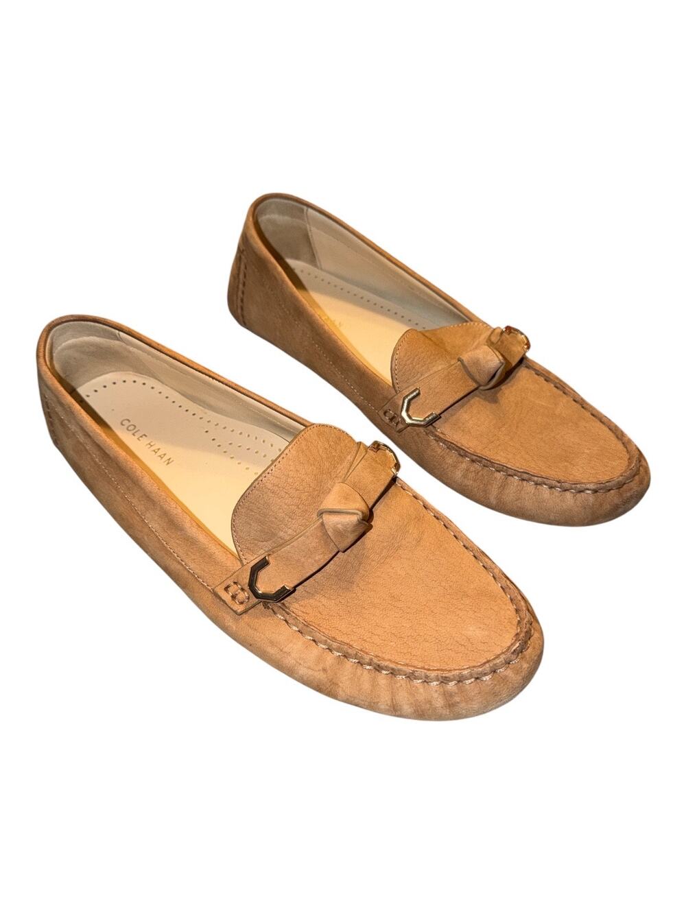 Cole Haan Women’s 8.5 W22636 Evelyn Bow Driver Tan Loafers